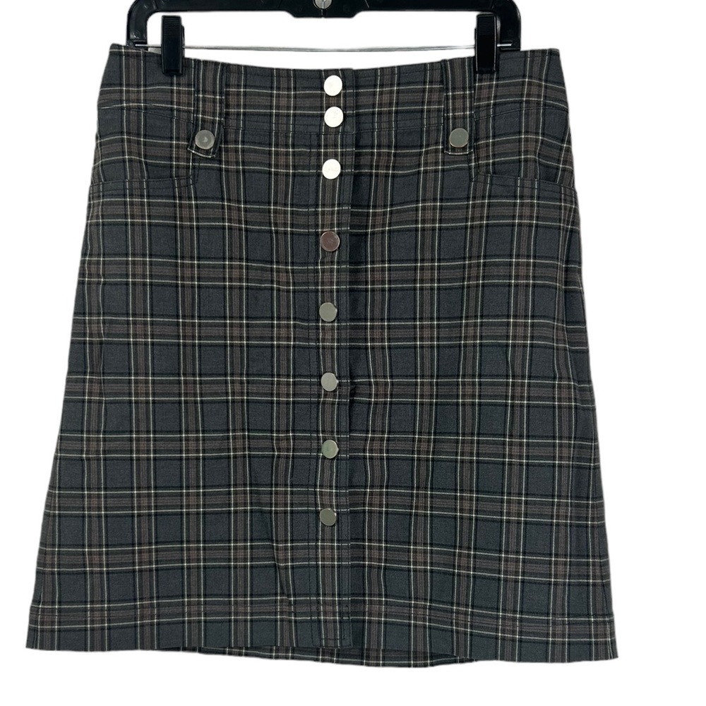 Worth New York Smock Gray Black Plaid Dark Academia Skirt Womens 8 Career Preppy